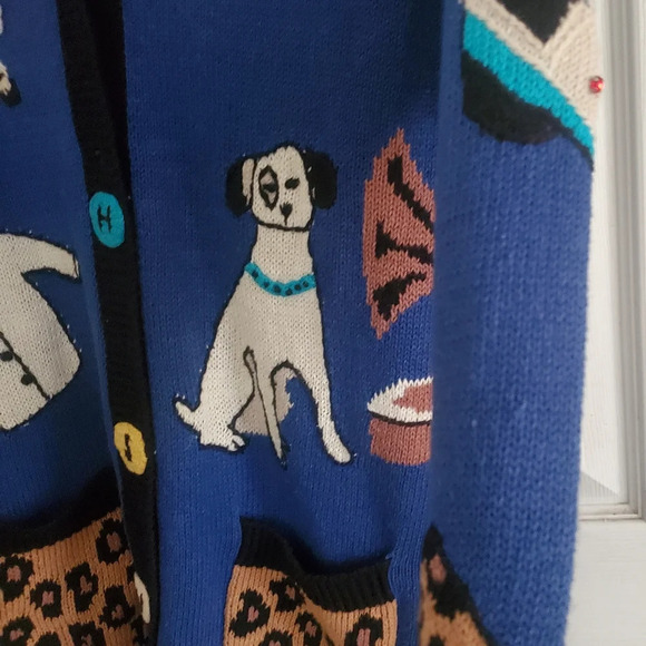 Vintage mixed print button down cardigan sweater, size medium JTWO NEW YORK - Picture 8 of 9